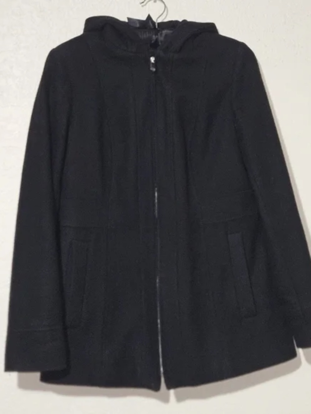 Avanti Wool Blend Black Coat With Hood Small